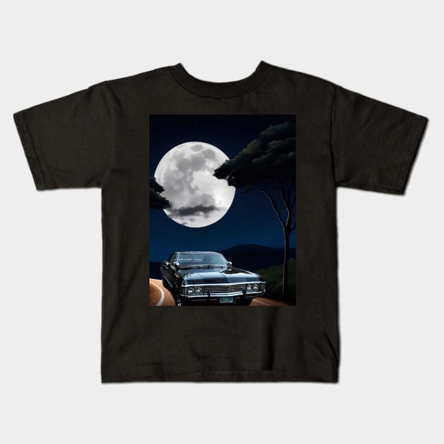 Impala and the moon Kids T-Shirt by Giovan R